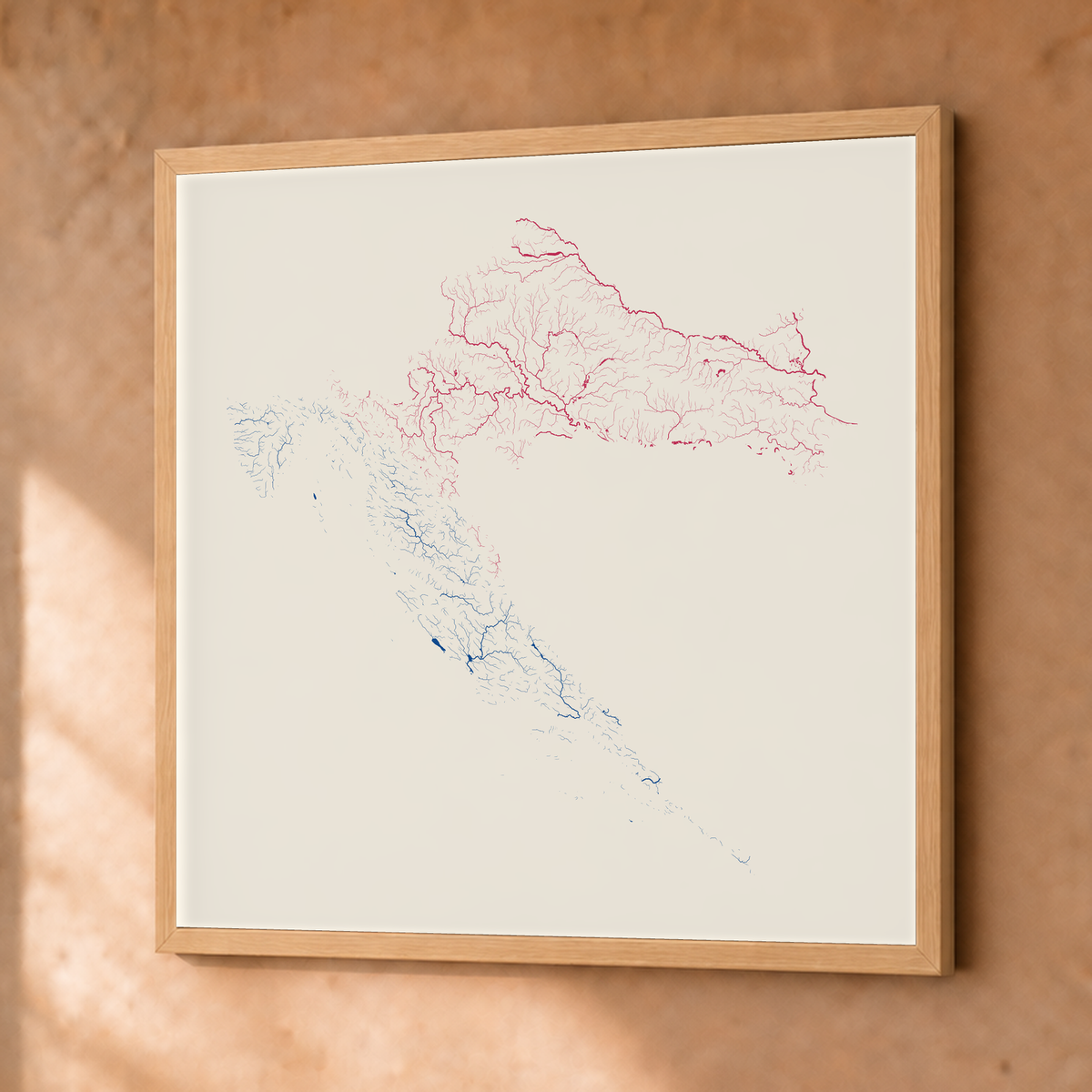 Beautiful Rivers — Croácia — Risografia, Fine art emoldurado · 76 × 76 cm, Natural · Sem margem