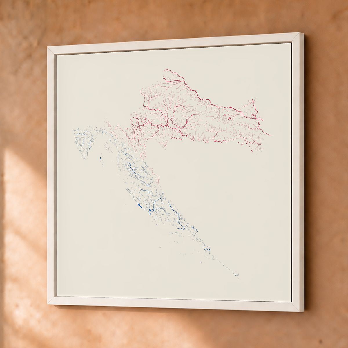 Beautiful Rivers — Croácia — Risografia, Fine art emoldurado · 76 × 76 cm, Branco · Sem margem