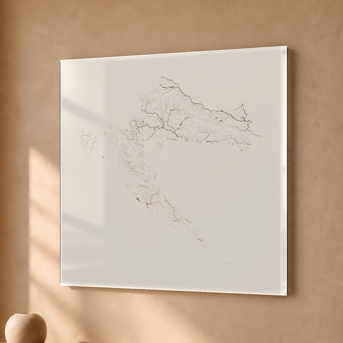Beautiful Rivers — Croácia — Terracota e areia, Acrílico · 30 × 30 cm, Sem margem