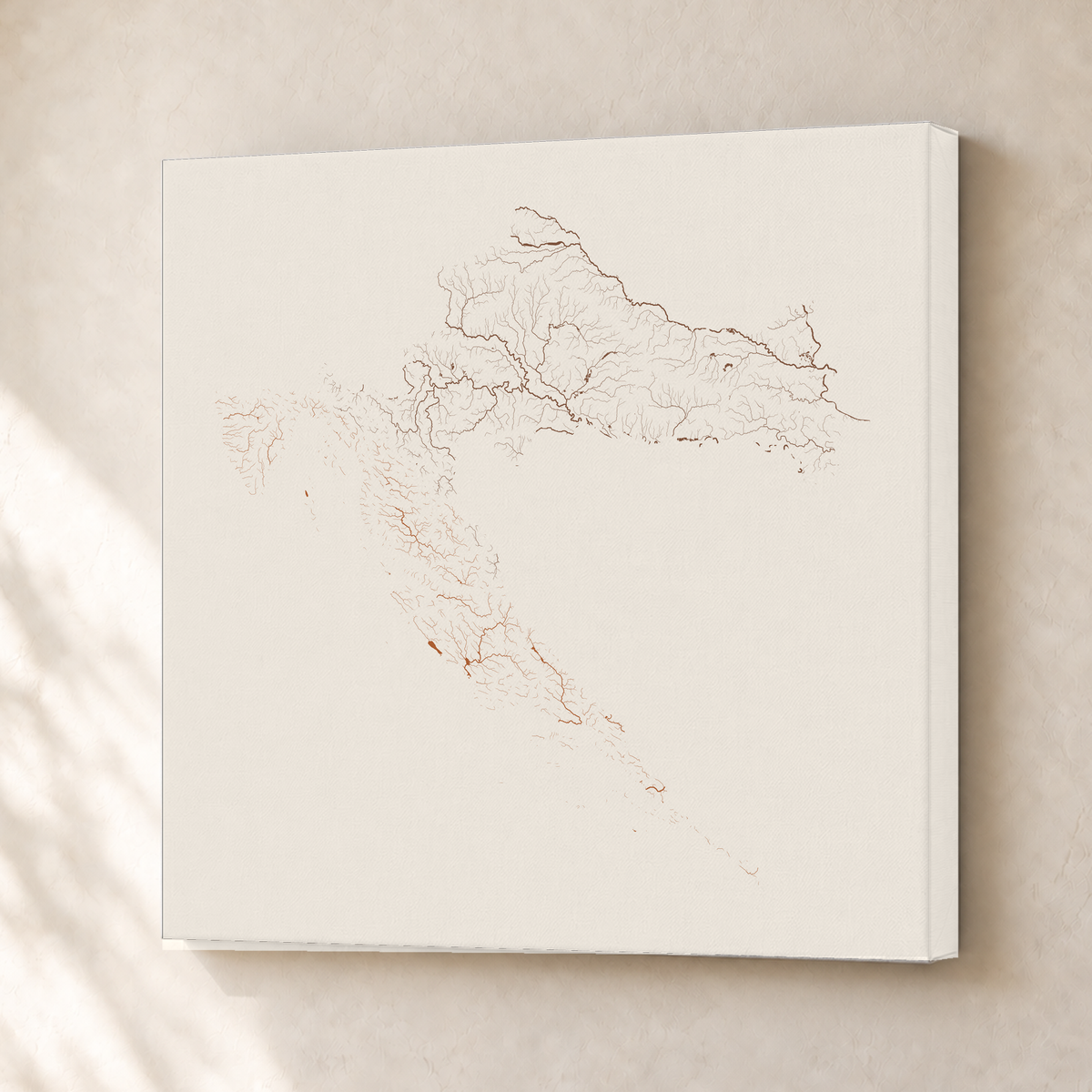 Beautiful Rivers — Croácia — Terracota e areia, Canvas · 30 × 30 cm, Sem margem