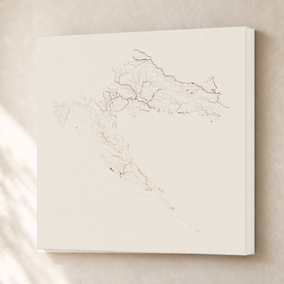 Beautiful Rivers — Croácia — Terracota e areia, Canvas · 76 × 76 cm, Sem margem