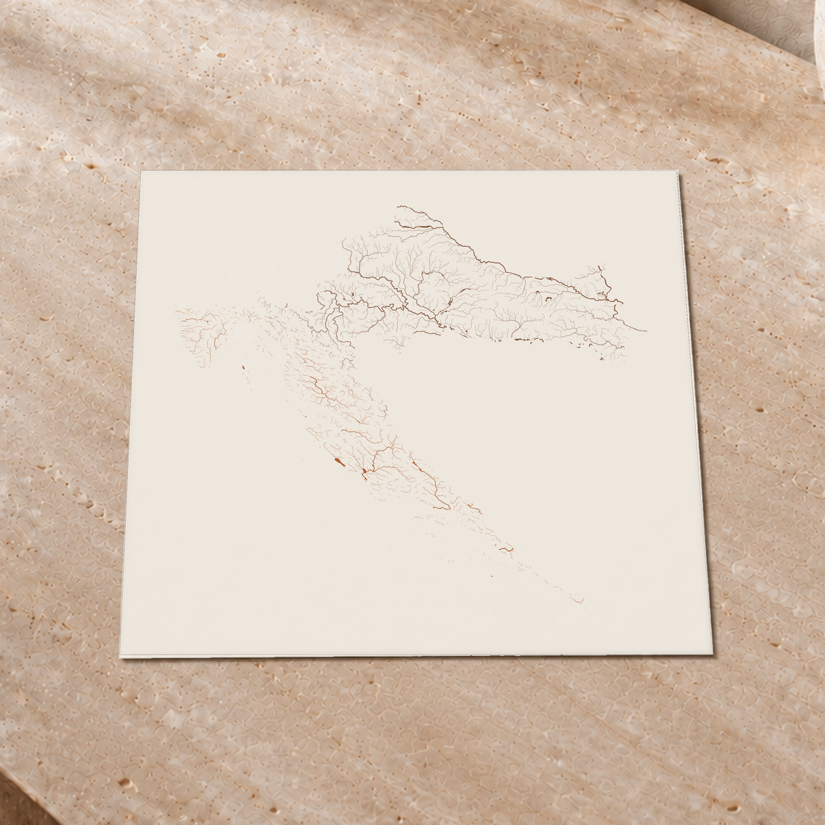 Beautiful Rivers — Croácia — Terracota e areia, Impressão fine art · 30 × 30 cm, Sem margem