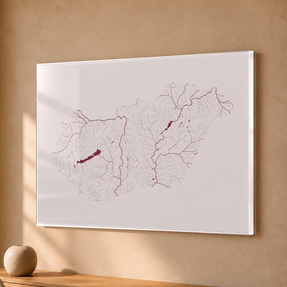 Beautiful Rivers — Hungria — Ameixa e rosé, Acrílico · 30 × 40 cm, Sem margem