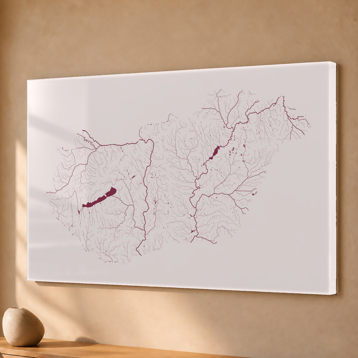 Beautiful Rivers — Hungria — Ameixa e rosé, Acrílico · 40 × 60 cm, Sem margem