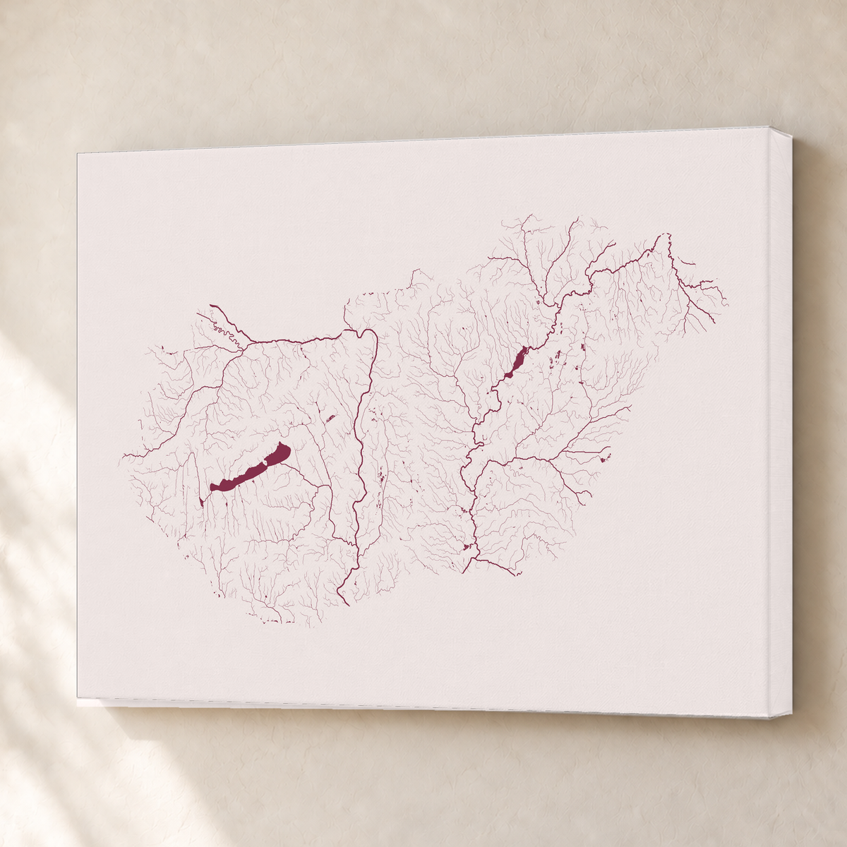Beautiful Rivers — Hungria — Ameixa e rosé, Canvas · 45 × 60 cm, Sem margem
