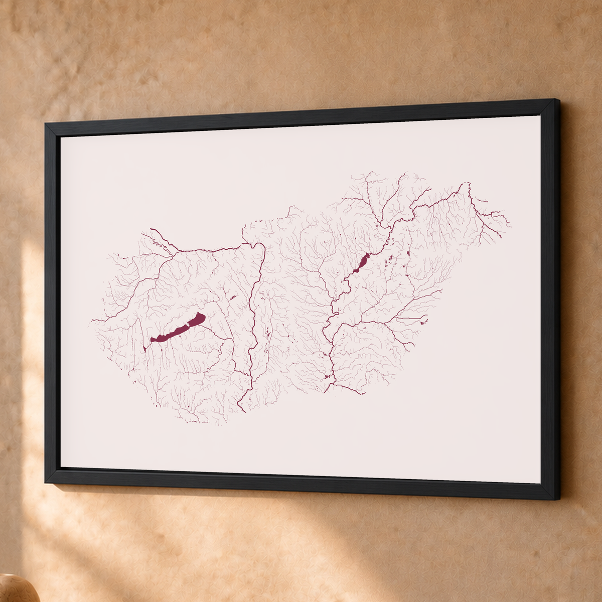 Beautiful Rivers — Hungria — Ameixa e rosé, Fine art emoldurado · 45 × 60 cm, Preto · Sem margem