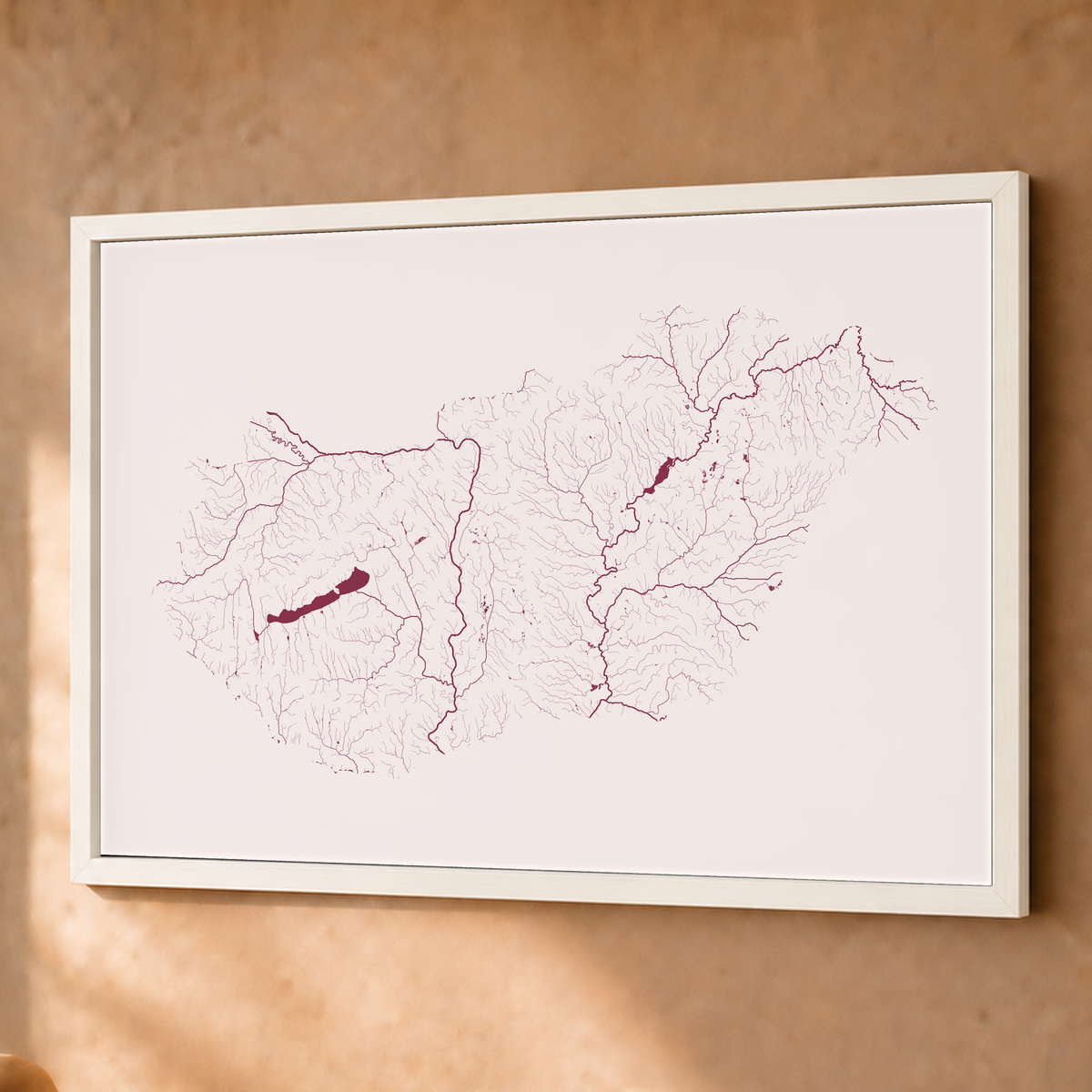 Beautiful Rivers — Hungria — Ameixa e rosé, Fine art emoldurado · 60 × 80 cm, Branco · Sem margem