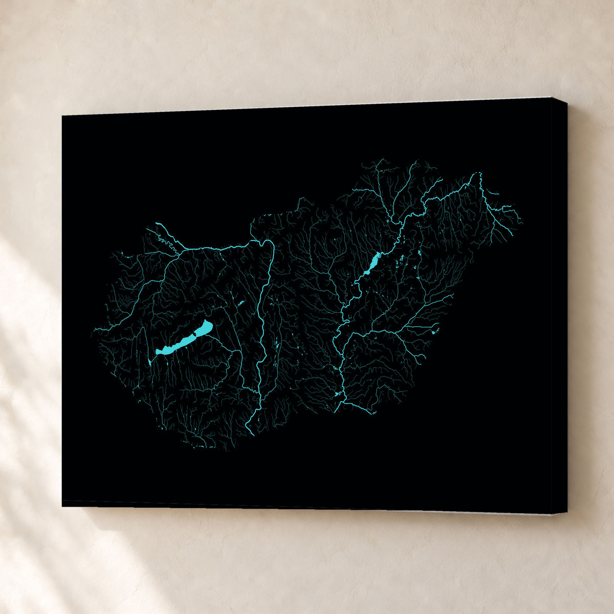 Beautiful Rivers — Hungria — Neon hidrográfico, Canvas · 30 × 40 cm, Sem margem