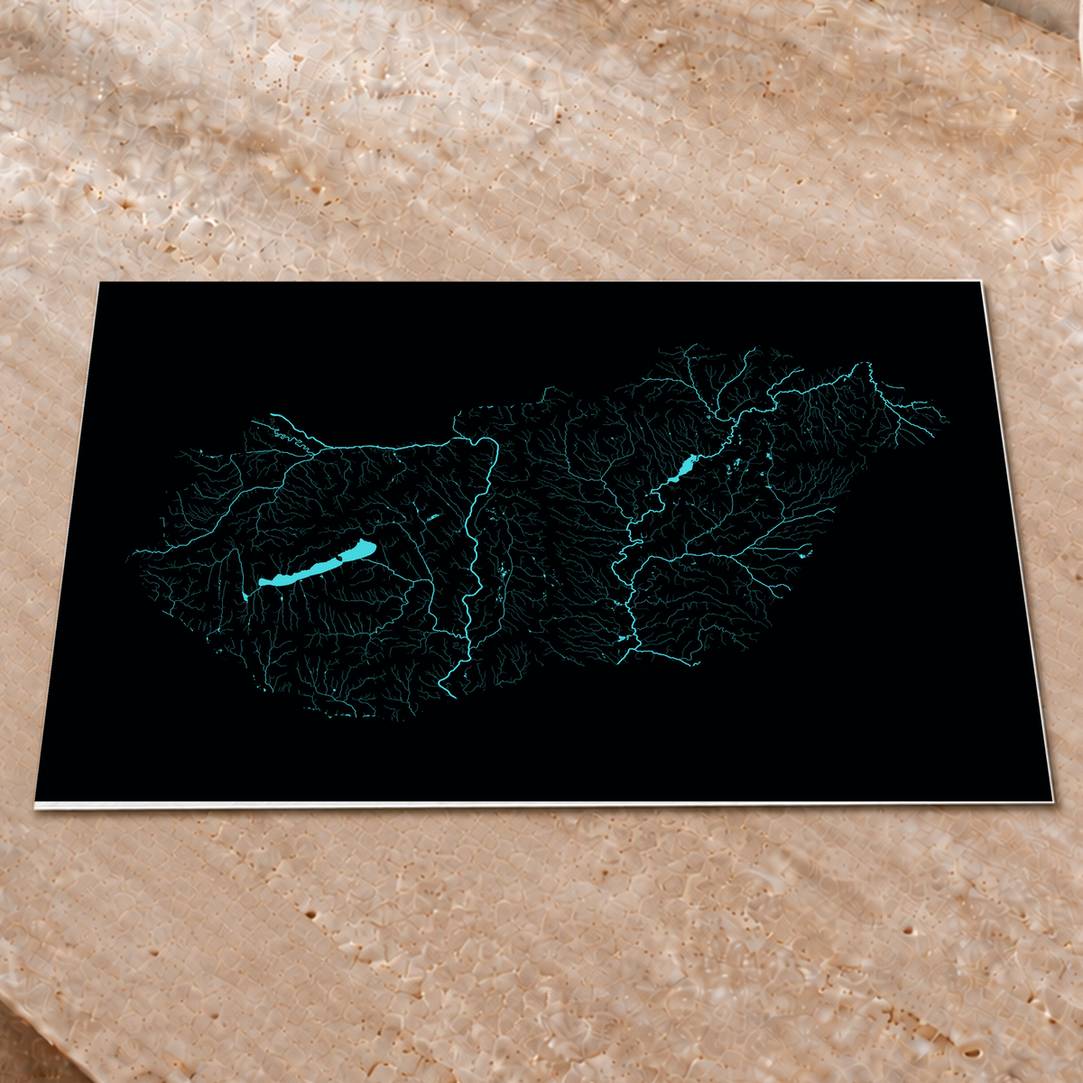 Beautiful Rivers — Hungria — Neon hidrográfico, Impressão fine art · 45 × 60 cm, Sem margem