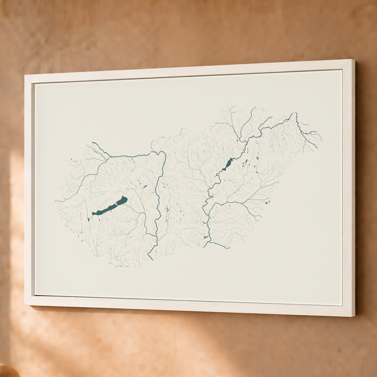 Beautiful Rivers — Hungria — Natural e luminosa, Fine art emoldurado · 60 × 80 cm, Branco · Sem margem