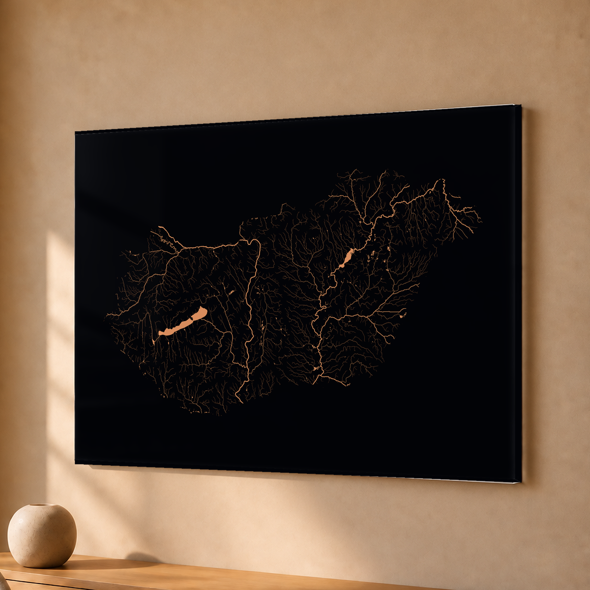Beautiful Rivers — Hungria — Neon por território, Acrílico · 30 × 40 cm, Sem margem