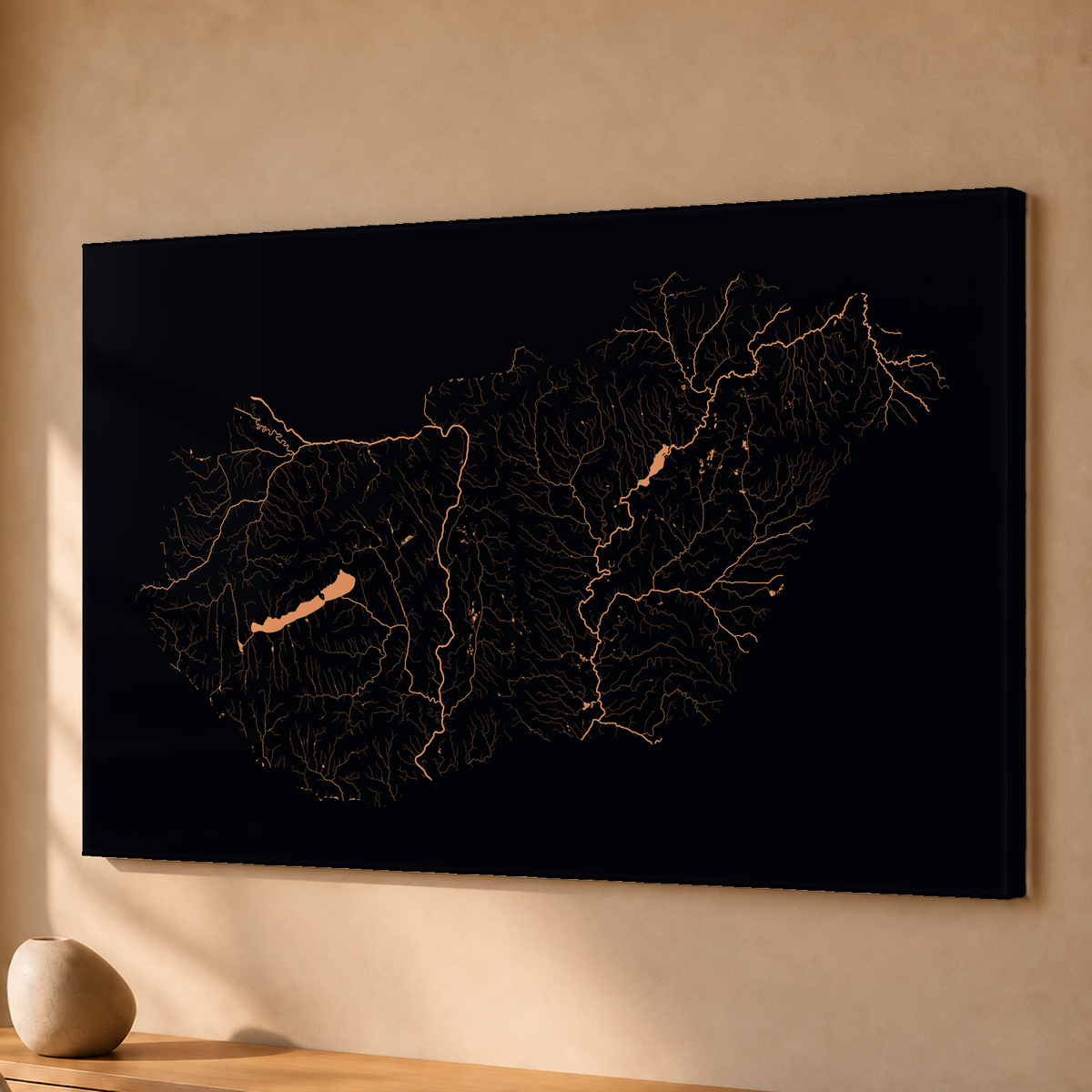 Beautiful Rivers — Hungria — Neon por território, Acrílico · 40 × 60 cm, Sem margem