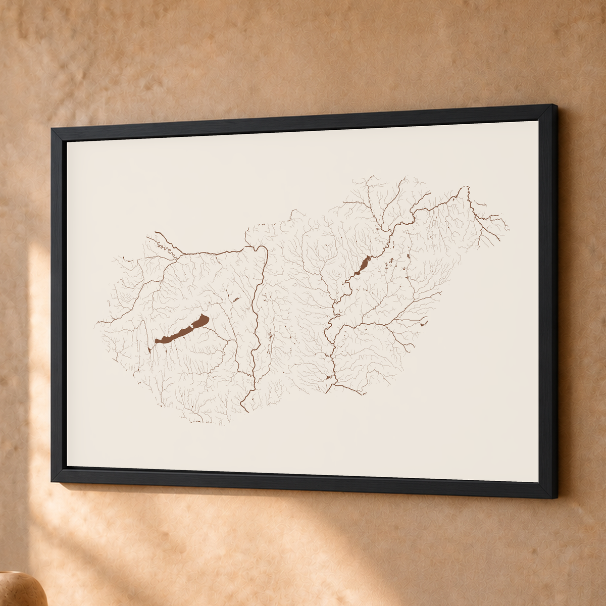 Beautiful Rivers — Hungria — Terracota e areia, Fine art emoldurado · 30 × 40 cm, Preto · Sem margem