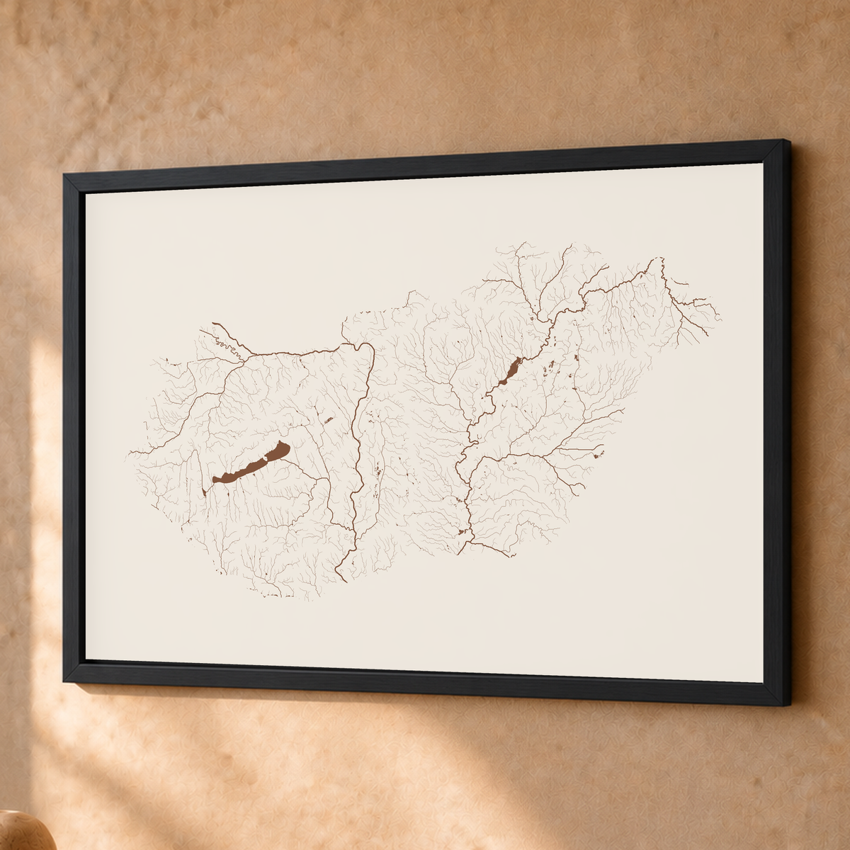 Beautiful Rivers — Hungria — Terracota e areia, Fine art emoldurado · 45 × 60 cm, Preto · Sem margem