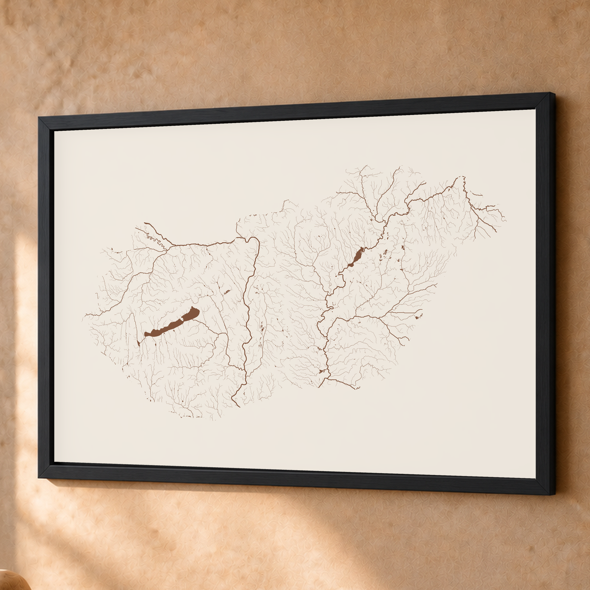 Beautiful Rivers — Hungria — Terracota e areia, Fine art emoldurado · 60 × 80 cm, Preto · Sem margem