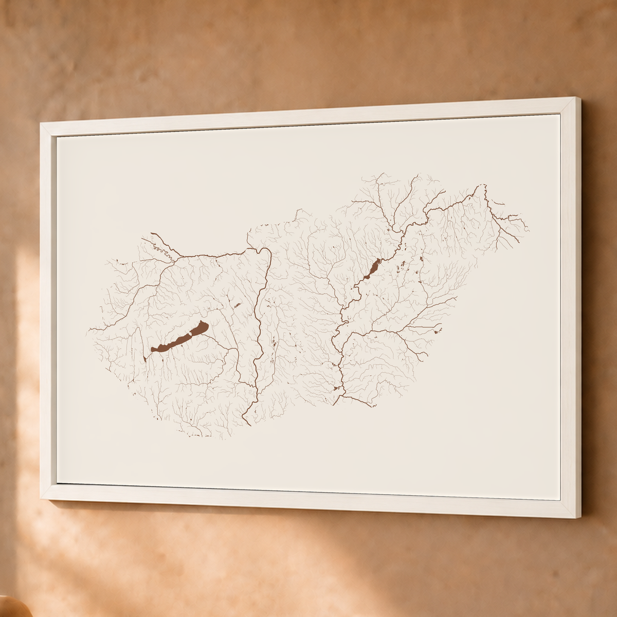 Beautiful Rivers — Hungria — Terracota e areia, Fine art emoldurado · 60 × 80 cm, Branco · Sem margem