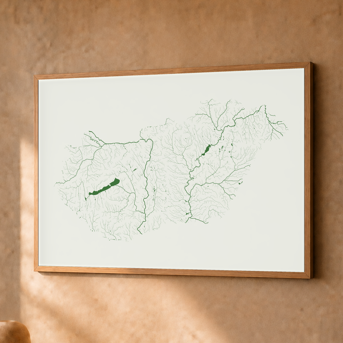 Beautiful Rivers — Hungria — Verde jade e porcelana, Fine art emoldurado · 30 × 40 cm, Natural · Sem margem