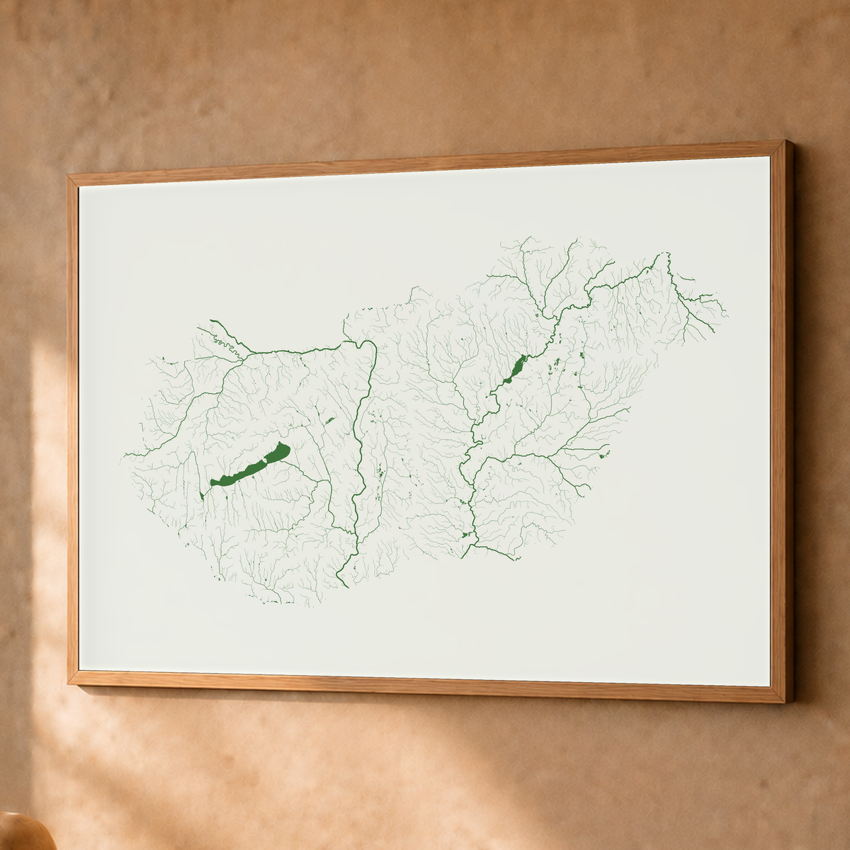 Beautiful Rivers — Hungria — Verde jade e porcelana, Fine art emoldurado · 60 × 80 cm, Natural · Sem margem