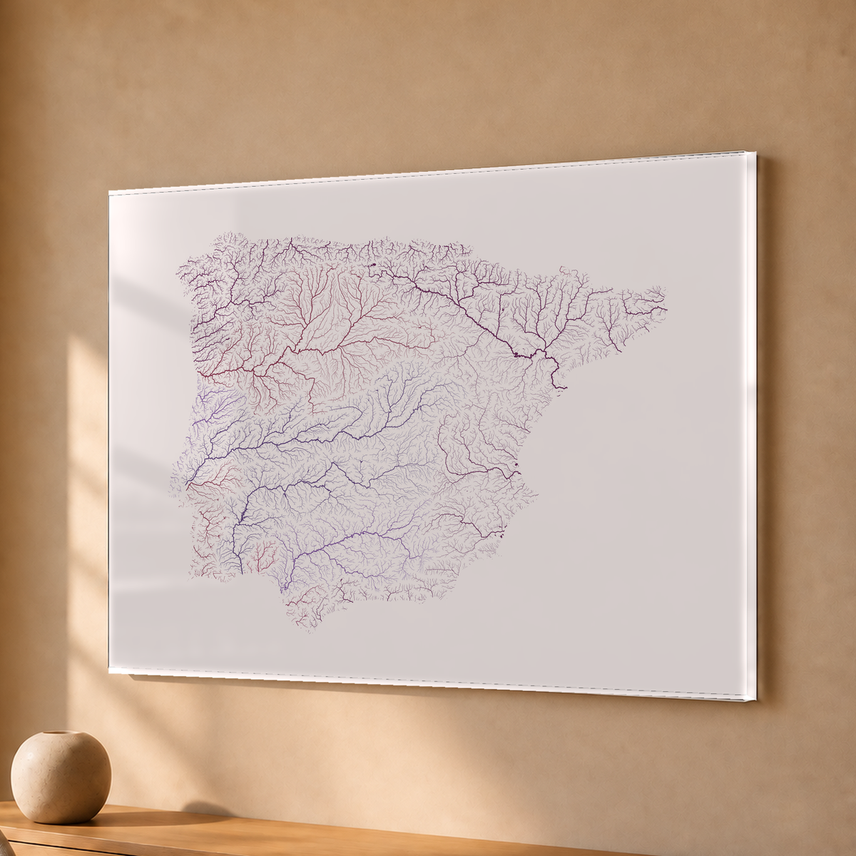 Beautiful Rivers — Península Ibérica — Ameixa e rosé, Acrílico · 30 × 40 cm, Sem margem