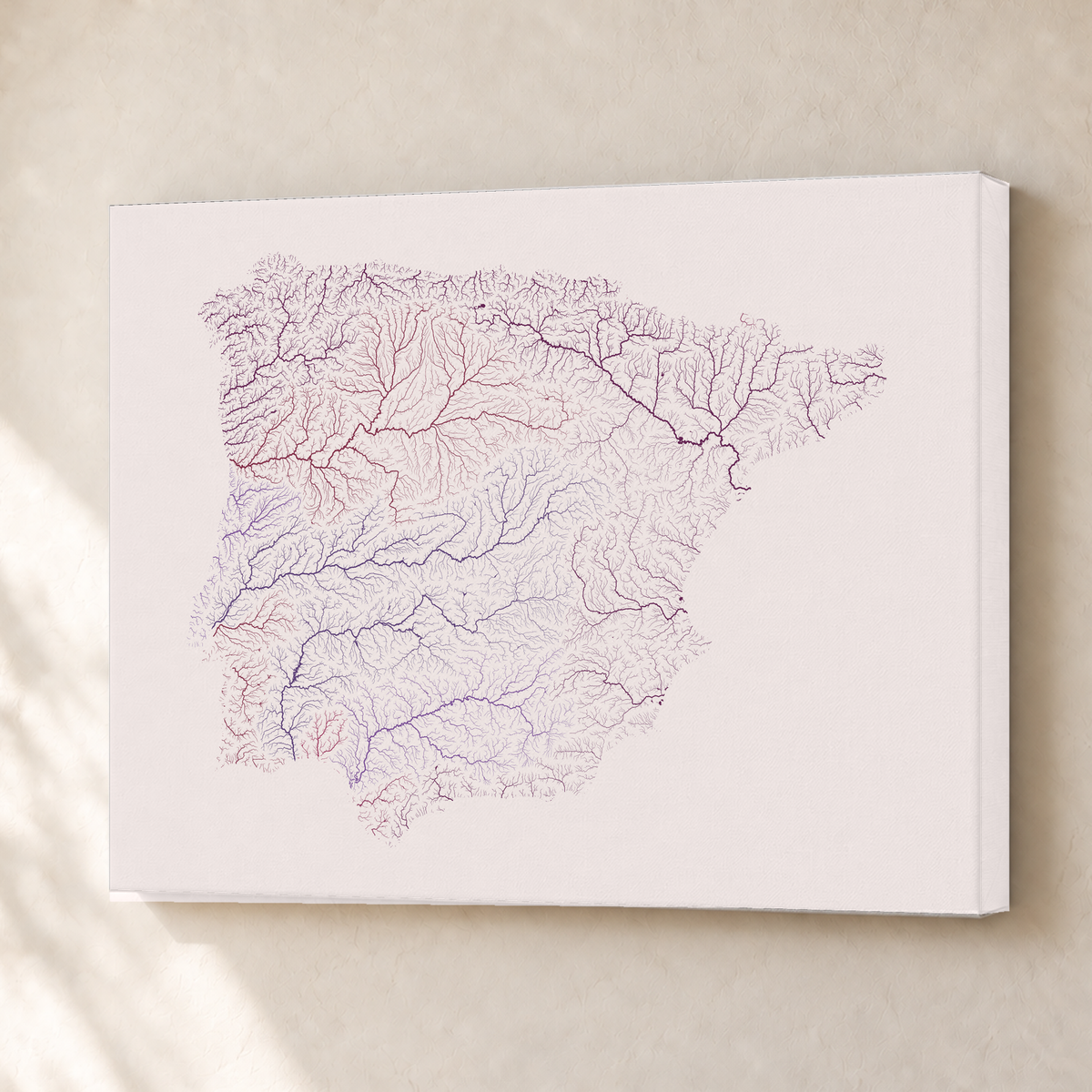 Beautiful Rivers — Península Ibérica — Ameixa e rosé, Canvas · 30 × 40 cm, Sem margem