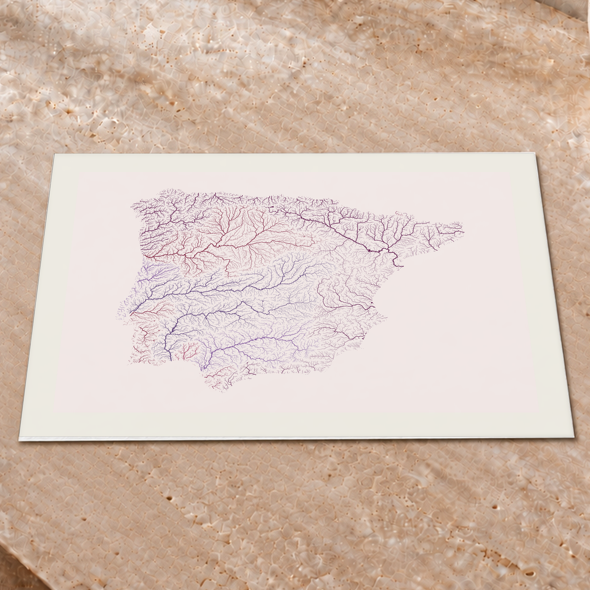 Beautiful Rivers — Península Ibérica — Ameixa e rosé, Impressão fine art · 45 × 60 cm, Margem branca