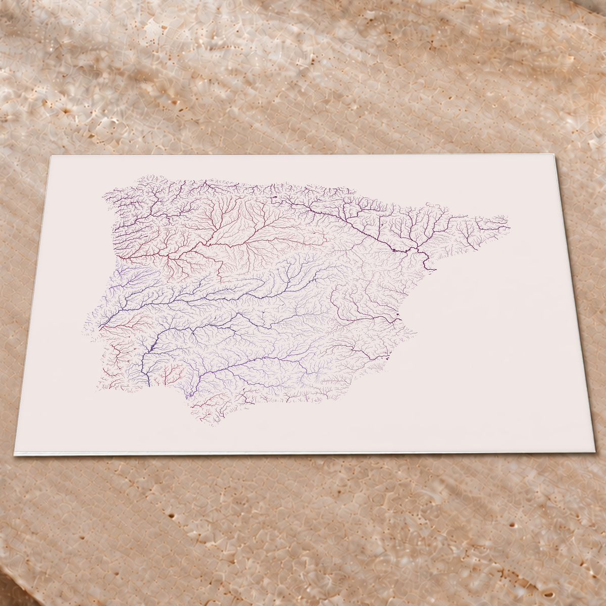 Beautiful Rivers — Península Ibérica — Ameixa e rosé, Impressão fine art · 60 × 80 cm, Sem margem