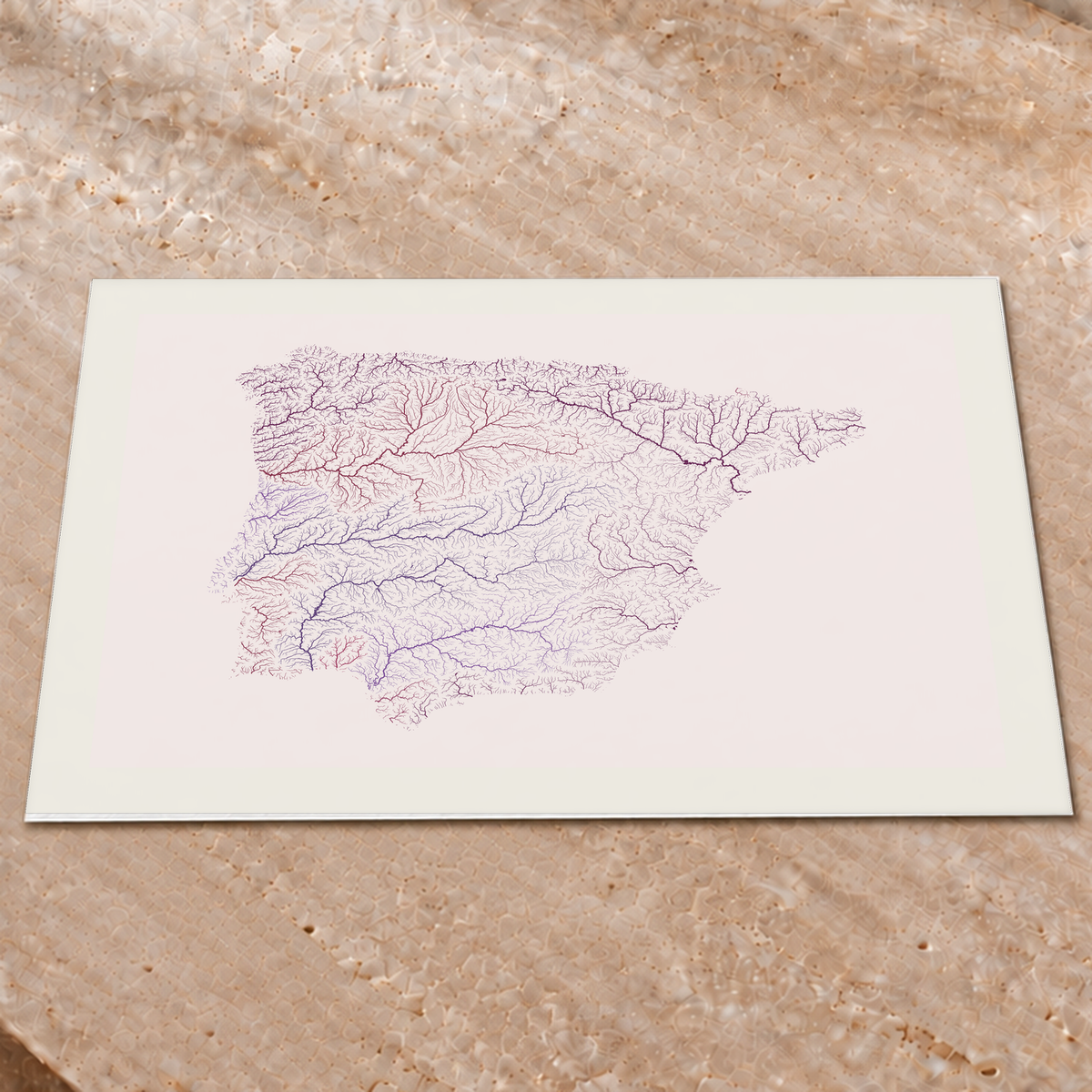 Beautiful Rivers — Península Ibérica — Ameixa e rosé, Impressão fine art · 60 × 80 cm, Margem branca
