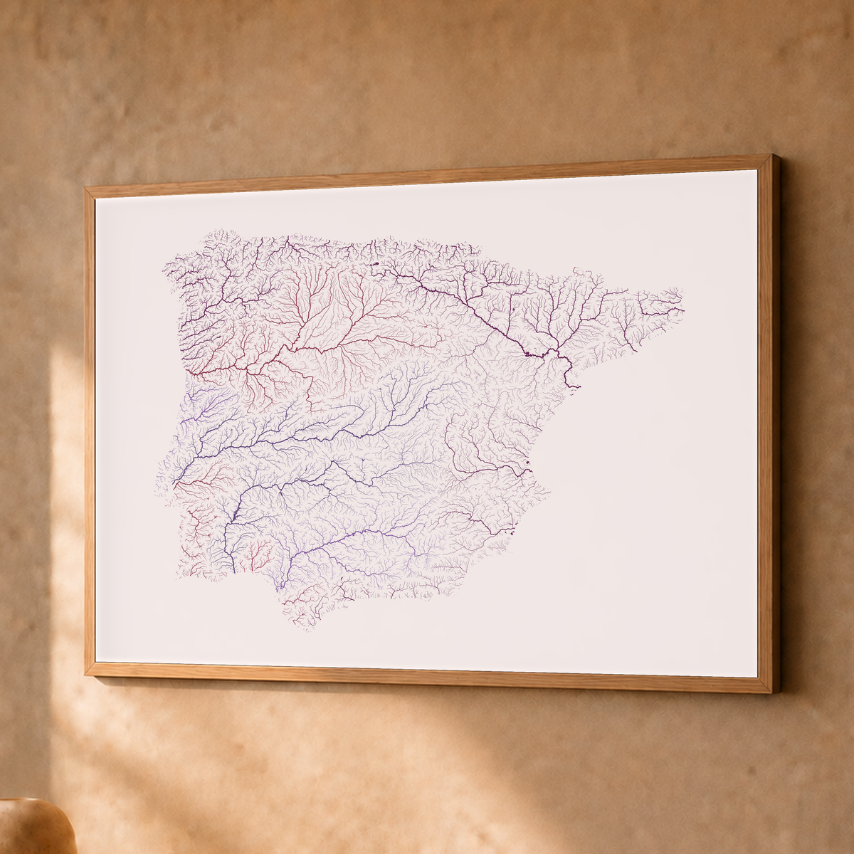 Beautiful Rivers — Península Ibérica — Ameixa e rosé, Fine art emoldurado · 30 × 40 cm, Natural · Sem margem