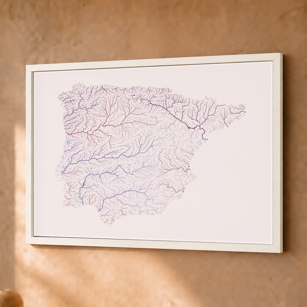 Beautiful Rivers — Península Ibérica — Ameixa e rosé, Fine art emoldurado · 30 × 40 cm, Branco · Sem margem