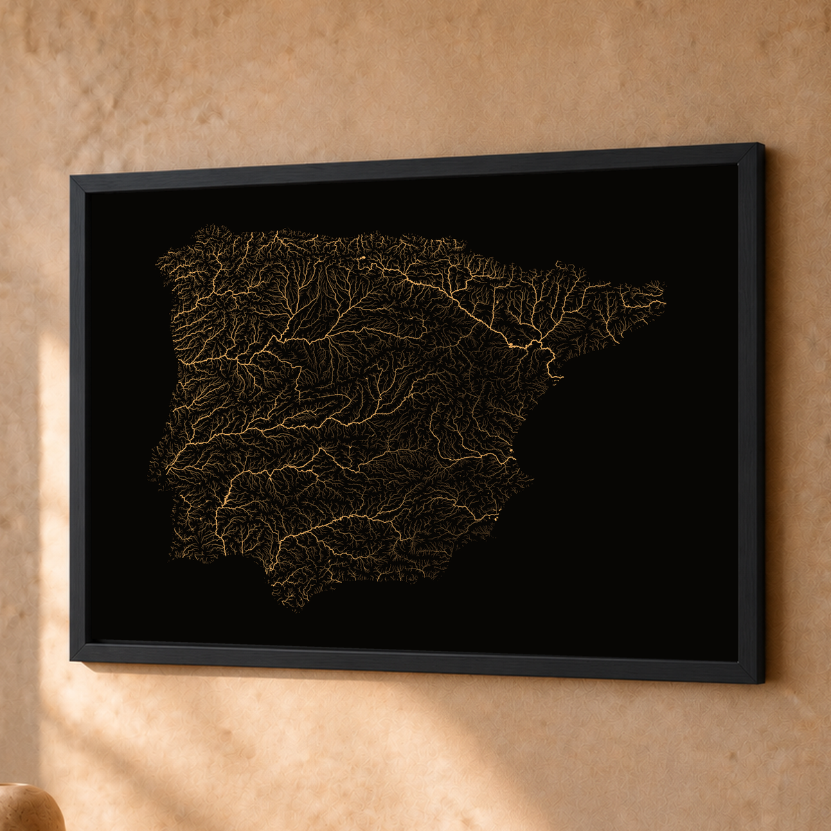 Beautiful Rivers — Península Ibérica — Cobre, Fine art emoldurado · 30 × 40 cm, Preto · Sem margem