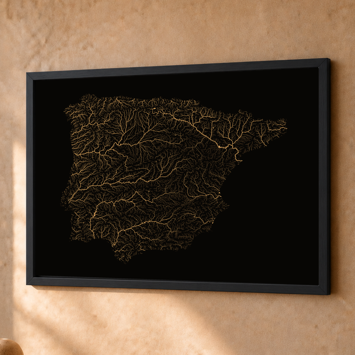 Beautiful Rivers — Península Ibérica — Cobre, Fine art emoldurado · 45 × 60 cm, Preto · Sem margem