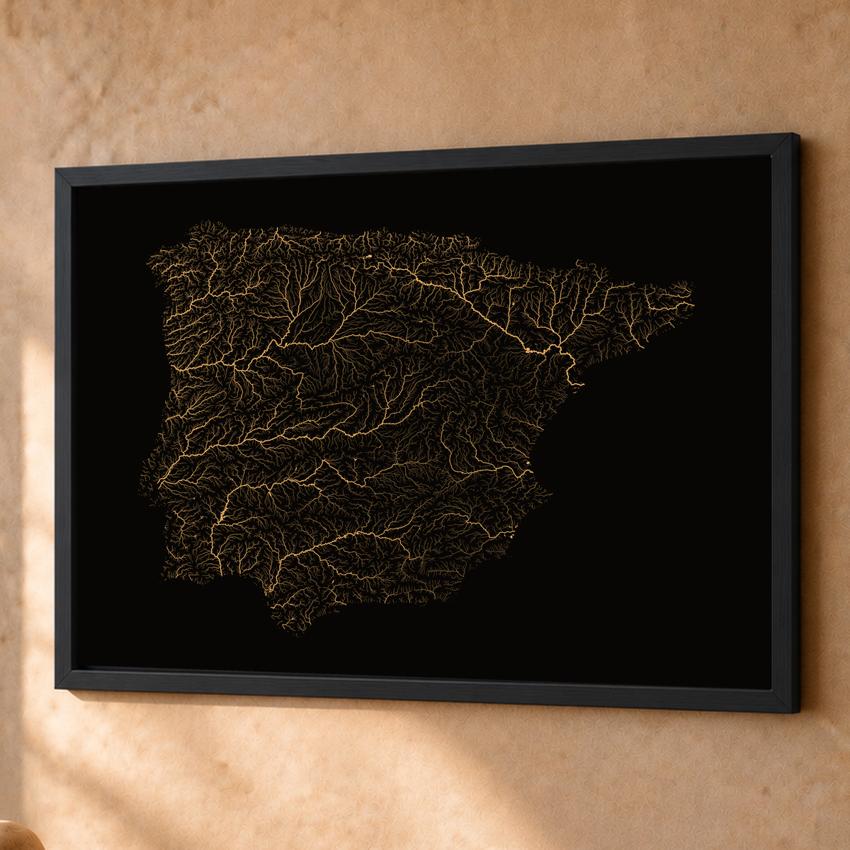 Beautiful Rivers — Península Ibérica — Cobre, Fine art emoldurado · 60 × 80 cm, Preto · Sem margem