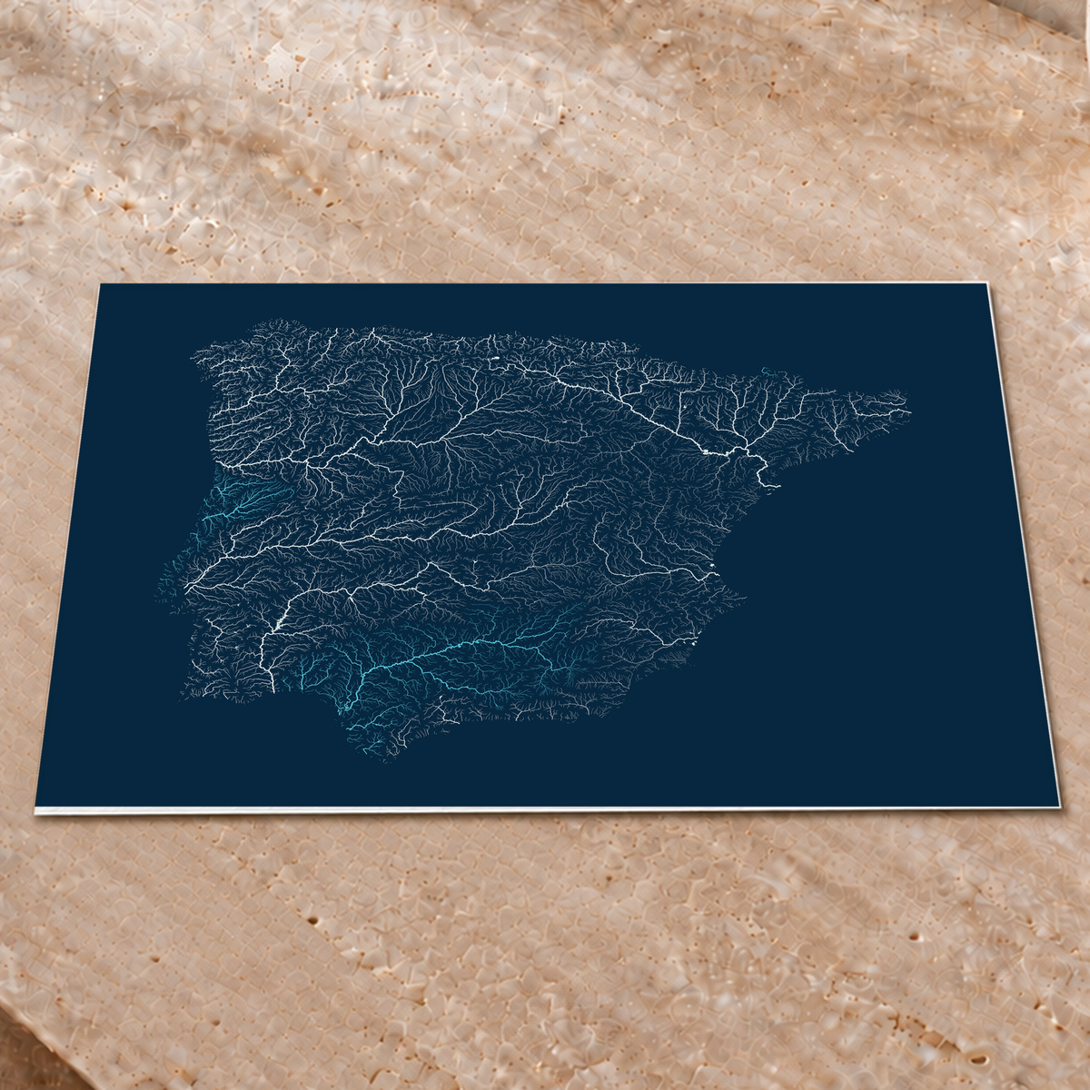 Beautiful Rivers — Península Ibérica — Cianotipia, Impressão fine art · 45 × 60 cm, Sem margem