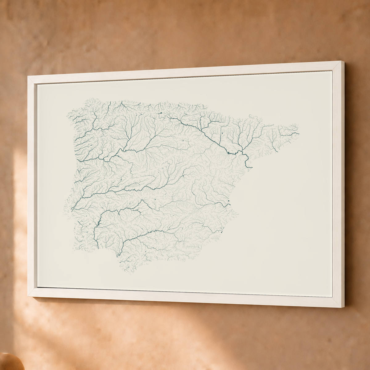 Beautiful Rivers — Península Ibérica — Natural e luminosa, Fine art emoldurado · 45 × 60 cm, Branco · Sem margem
