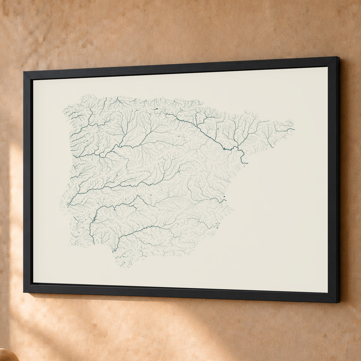 Beautiful Rivers — Península Ibérica — Natural e luminosa, Fine art emoldurado · 60 × 80 cm, Preto · Sem margem