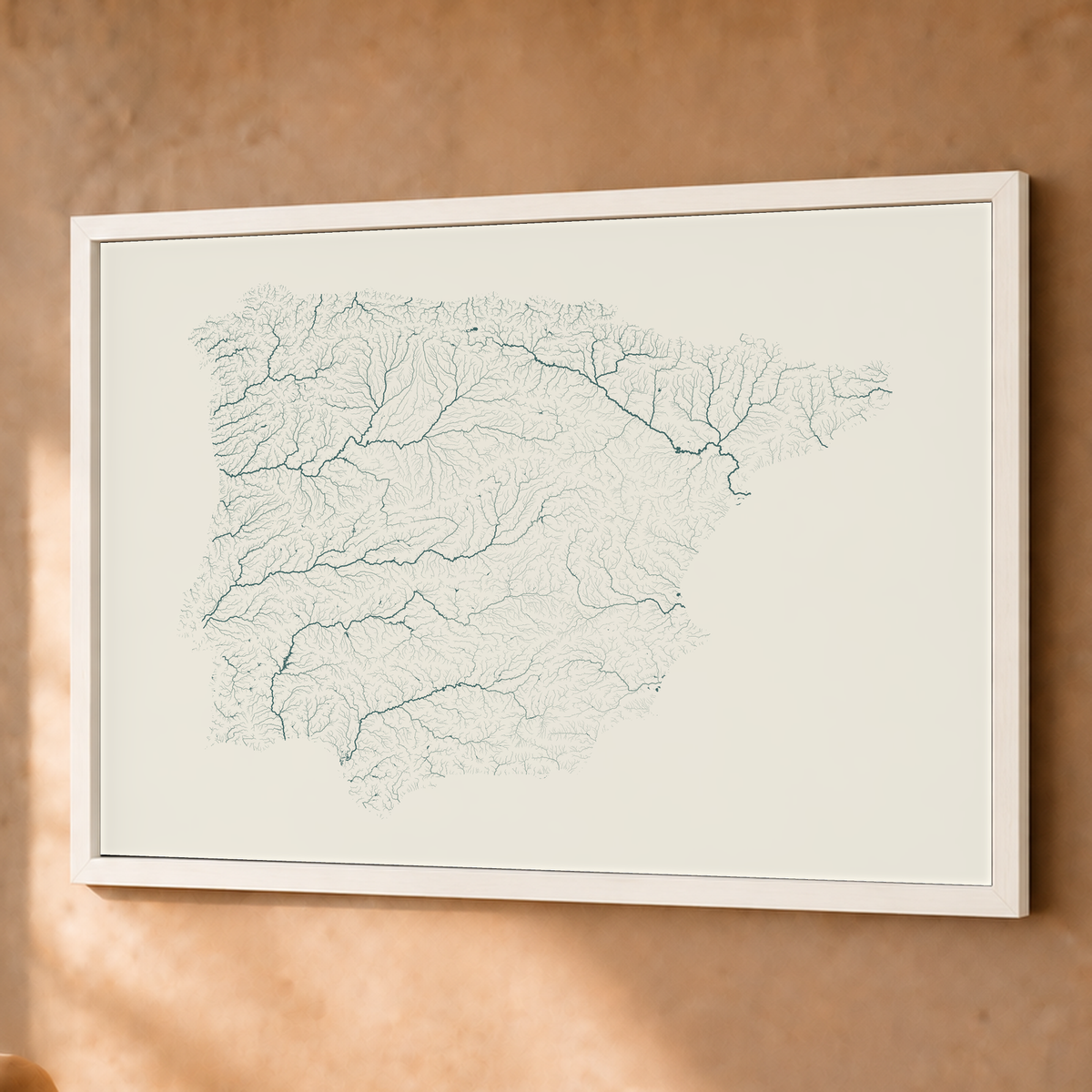 Beautiful Rivers — Península Ibérica — Natural e luminosa, Fine art emoldurado · 60 × 80 cm, Branco · Sem margem