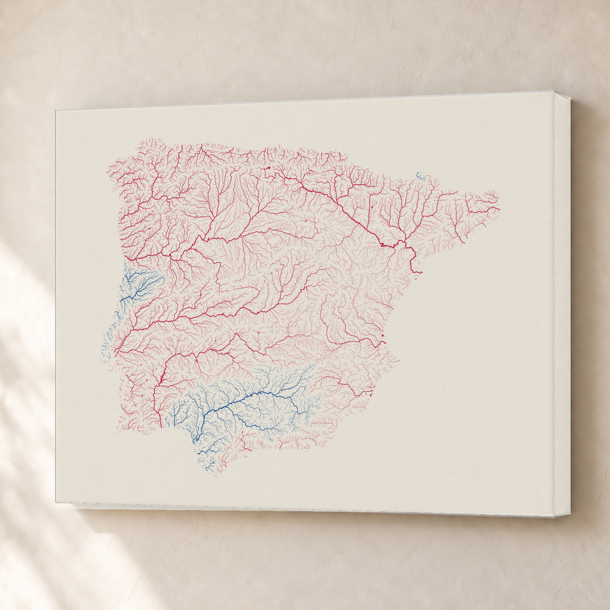 Beautiful Rivers — Península Ibérica — Risografia, Canvas · 45 × 60 cm, Sem margem