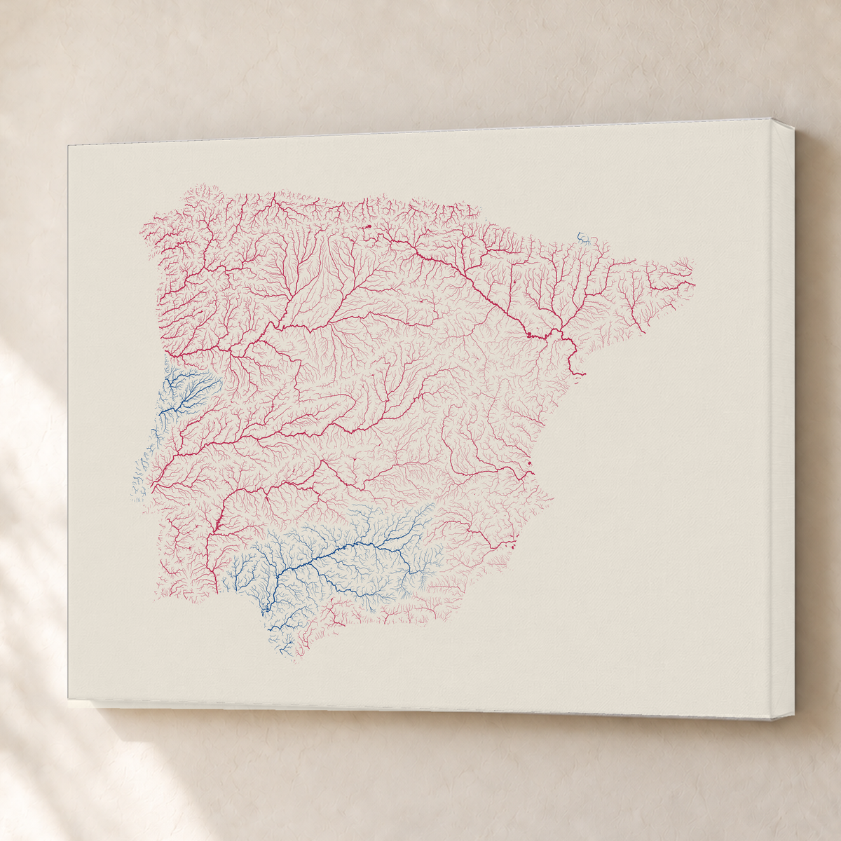Beautiful Rivers — Península Ibérica — Risografia, Canvas · 60 × 80 cm, Sem margem