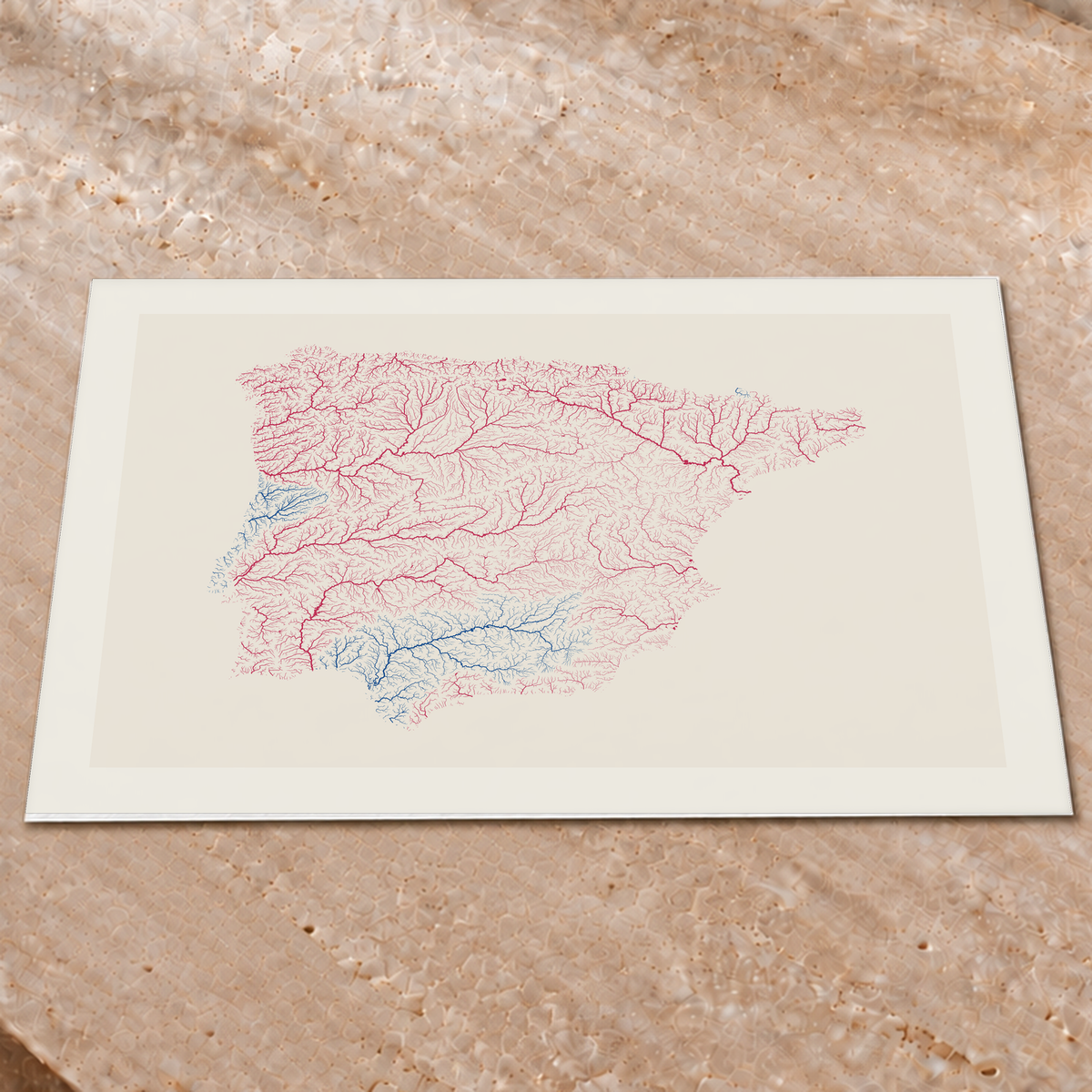 Beautiful Rivers — Península Ibérica — Risografia, Impressão fine art · 60 × 80 cm, Margem branca