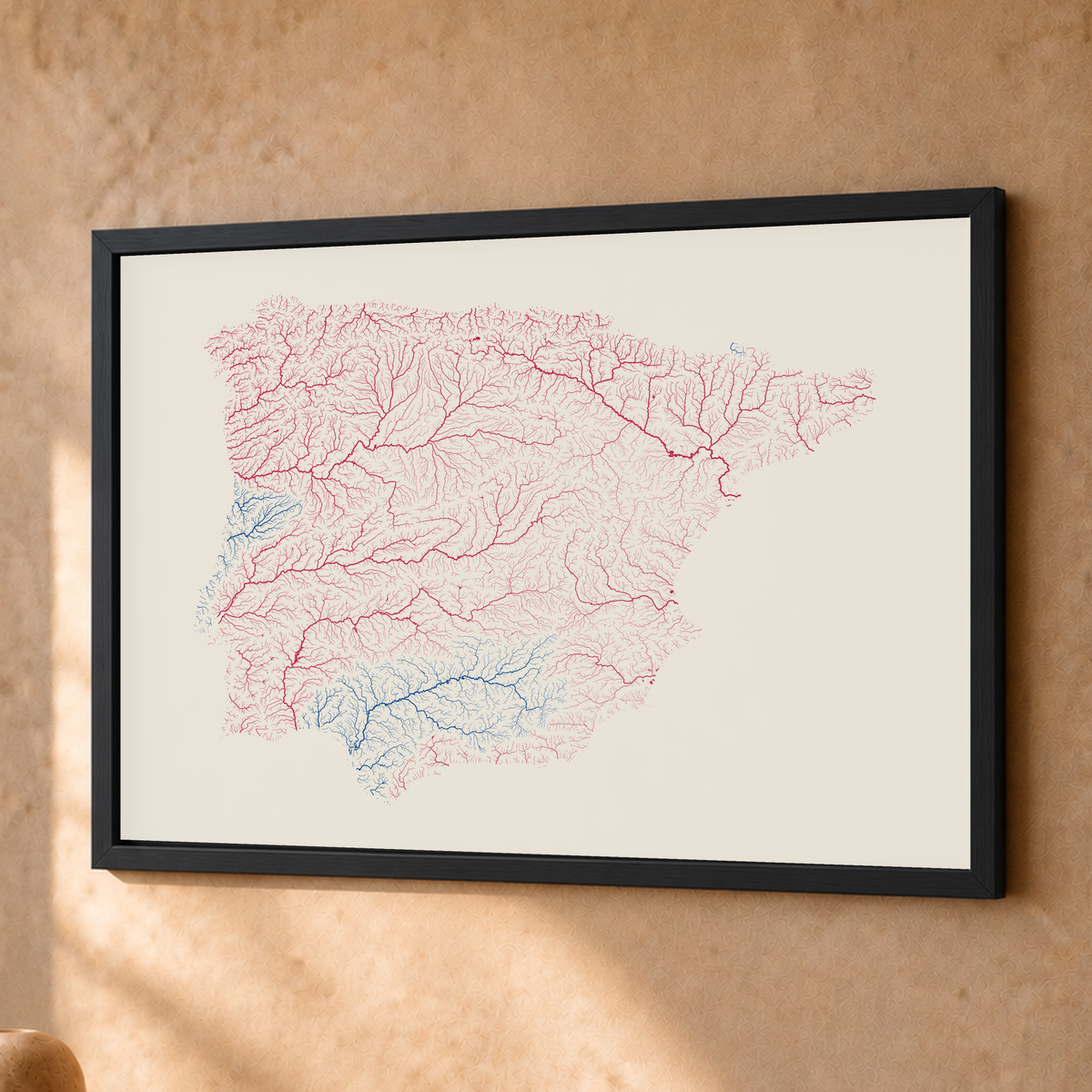 Beautiful Rivers — Península Ibérica — Risografia, Fine art emoldurado · 30 × 40 cm, Preto · Sem margem