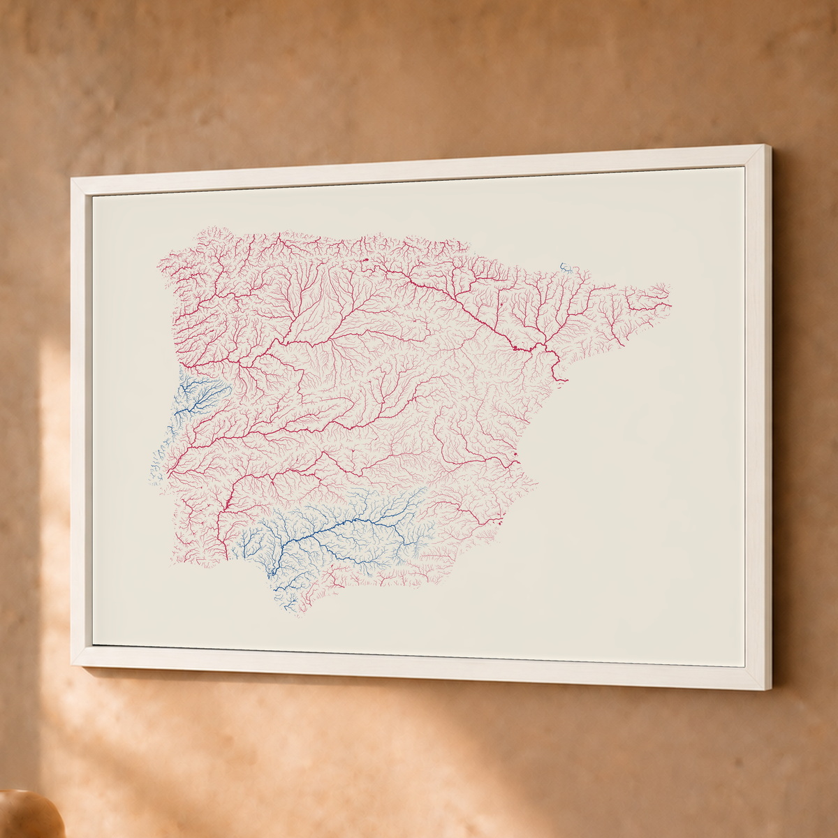 Beautiful Rivers — Península Ibérica — Risografia, Fine art emoldurado · 30 × 40 cm, Branco · Sem margem