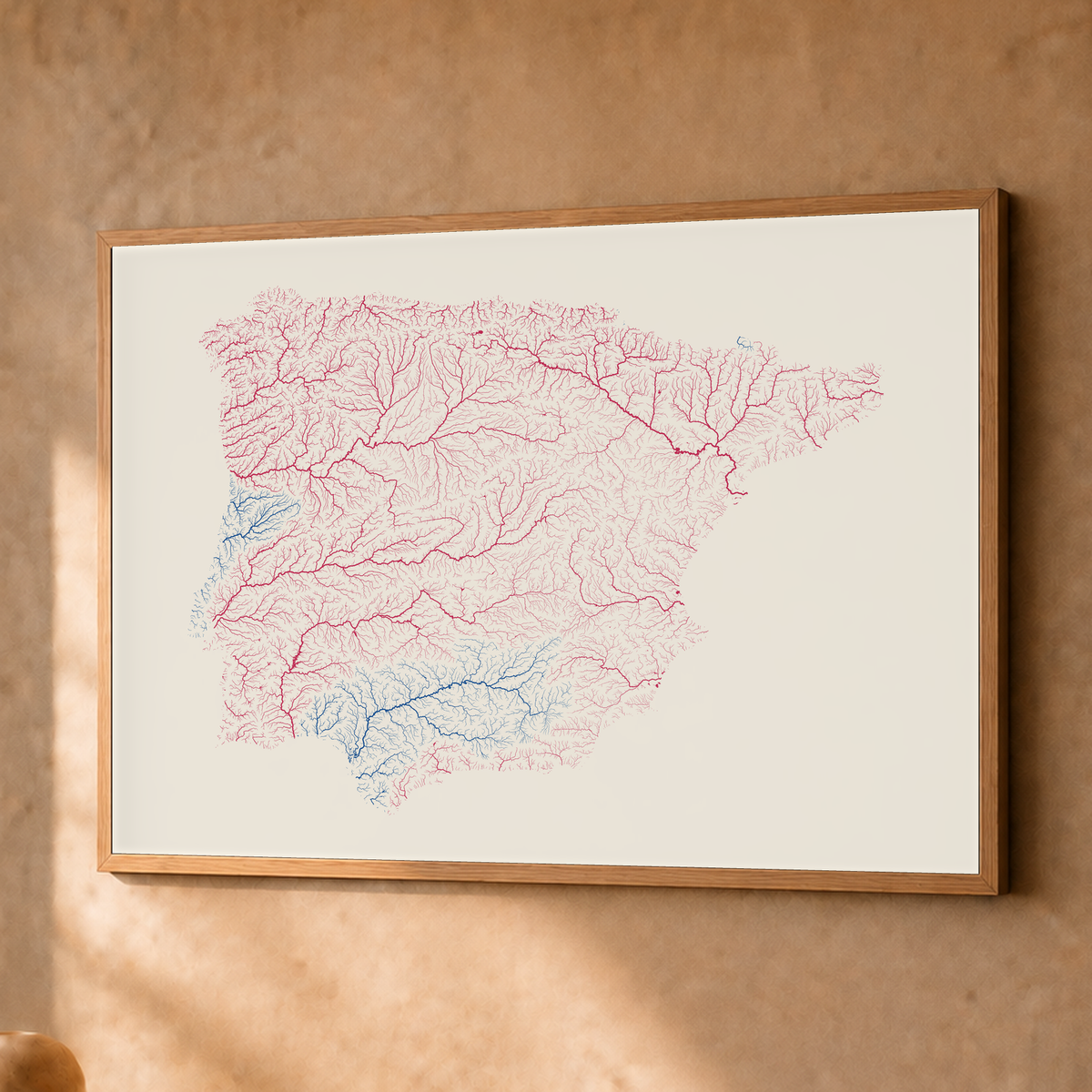 Beautiful Rivers — Península Ibérica — Risografia, Fine art emoldurado · 45 × 60 cm, Natural · Sem margem