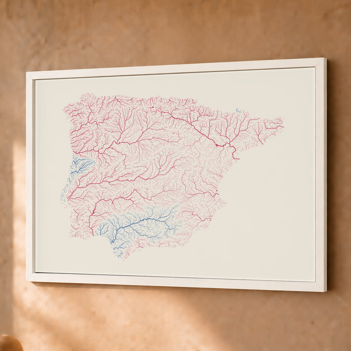 Beautiful Rivers — Península Ibérica — Risografia, Fine art emoldurado · 45 × 60 cm, Branco · Sem margem