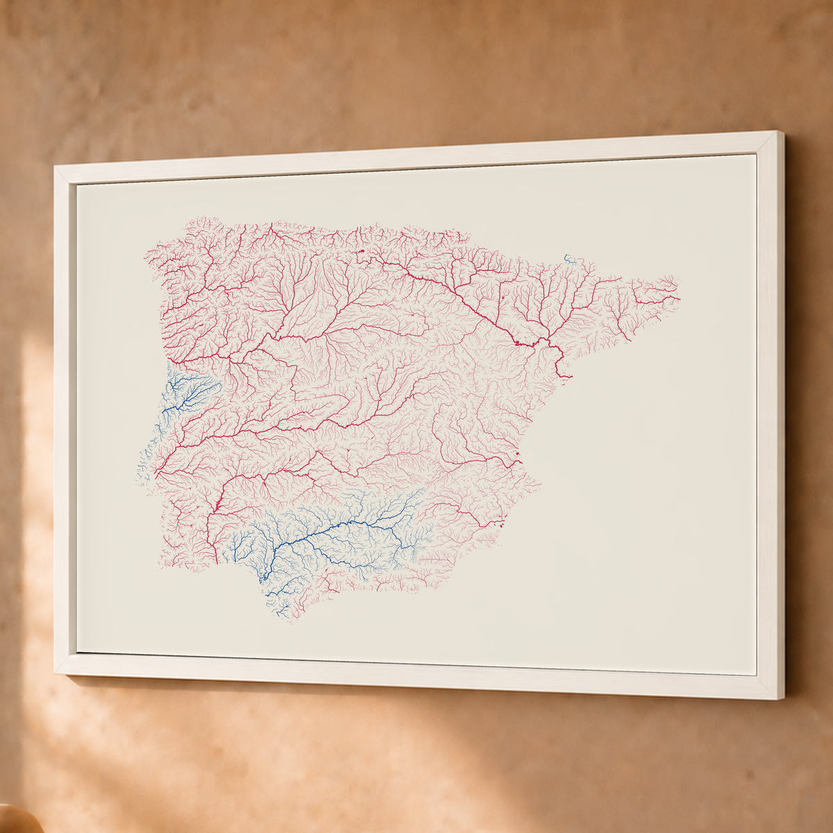 Beautiful Rivers — Península Ibérica — Risografia, Fine art emoldurado · 60 × 80 cm, Branco · Sem margem