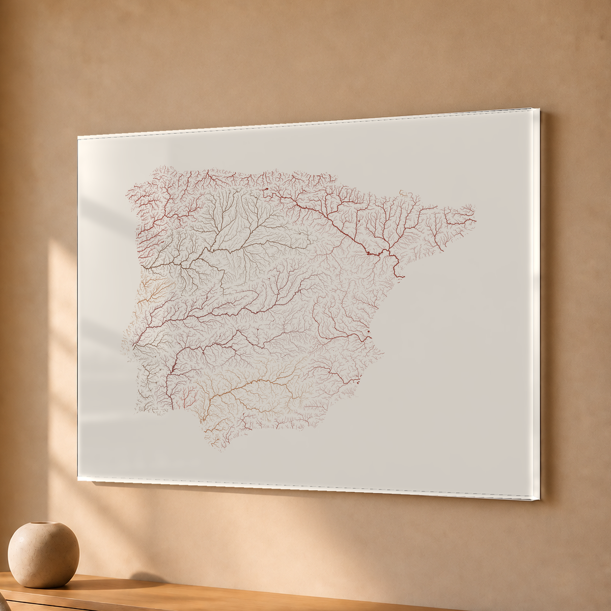 Beautiful Rivers — Península Ibérica — Terracota e areia, Acrílico · 30 × 40 cm, Sem margem
