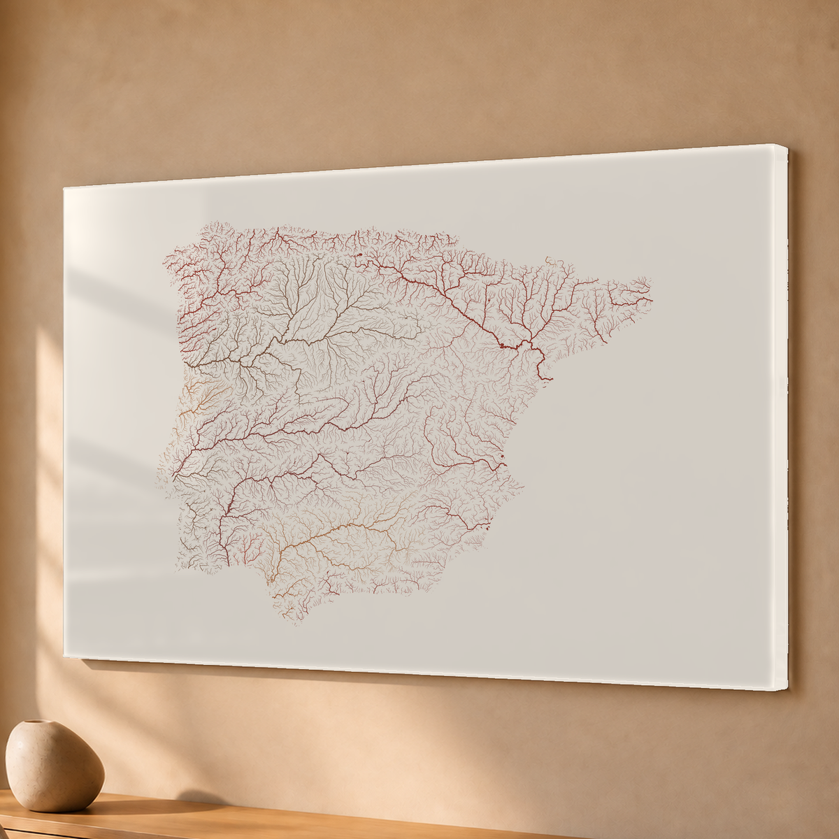 Beautiful Rivers — Península Ibérica — Terracota e areia, Acrílico · 40 × 60 cm, Sem margem