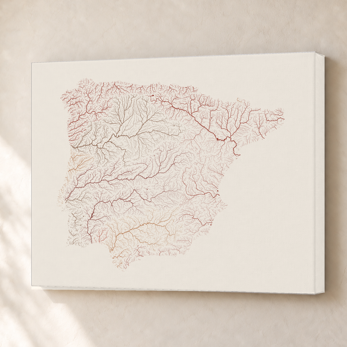 Beautiful Rivers — Península Ibérica — Terracota e areia, Canvas · 45 × 60 cm, Sem margem