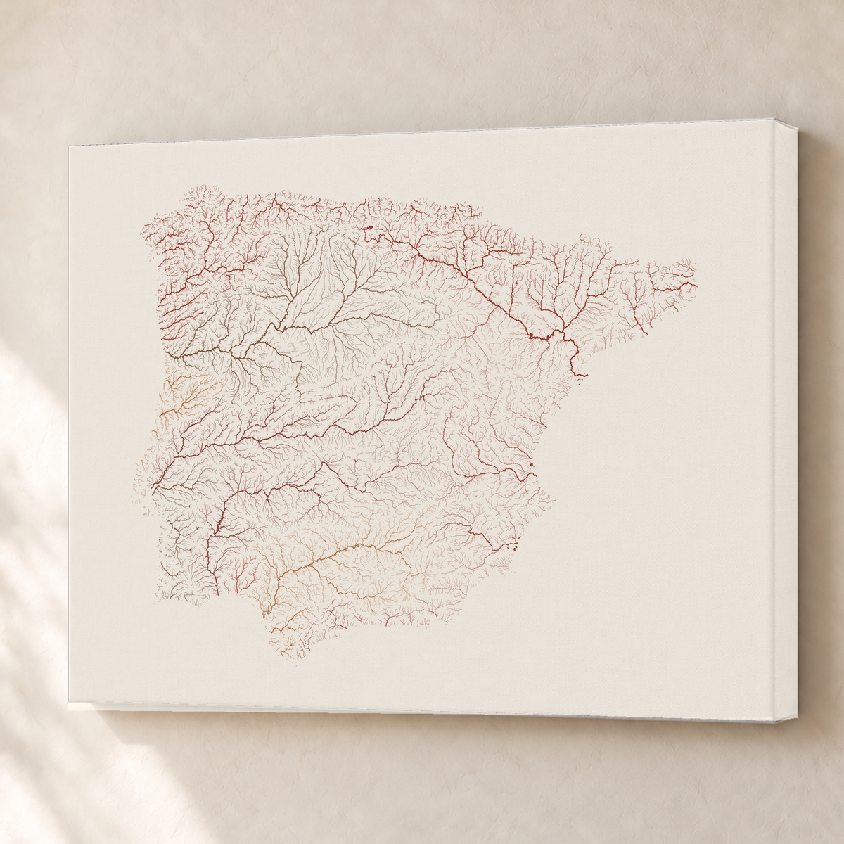 Beautiful Rivers — Península Ibérica — Terracota e areia, Canvas · 60 × 80 cm, Sem margem