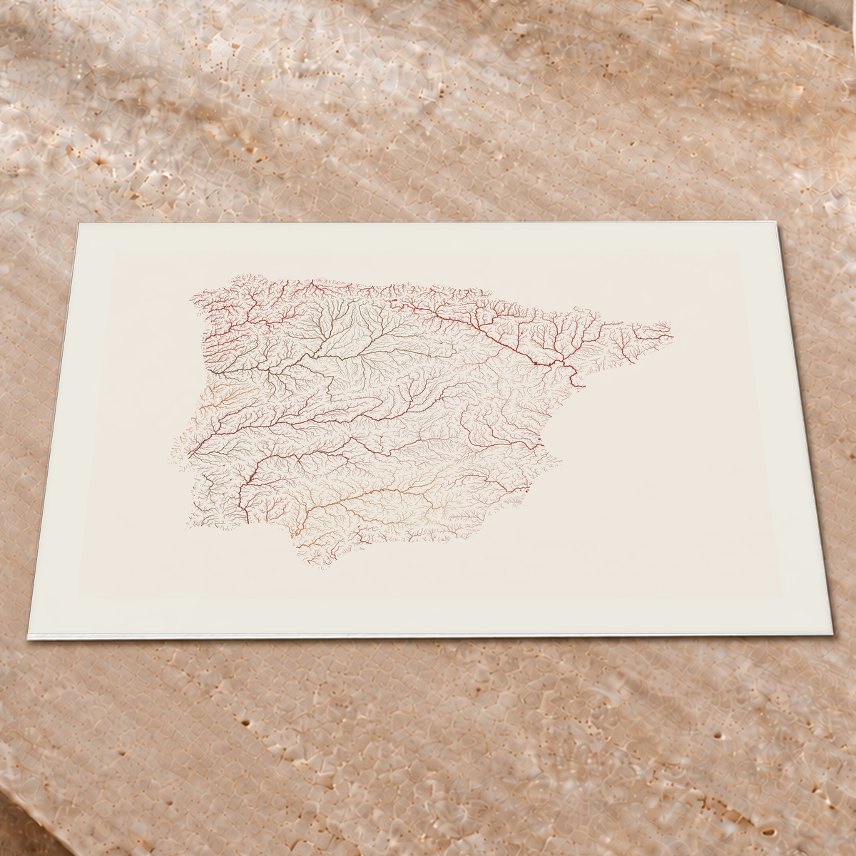 Beautiful Rivers — Península Ibérica — Terracota e areia, Impressão fine art · 45 × 60 cm, Margem branca