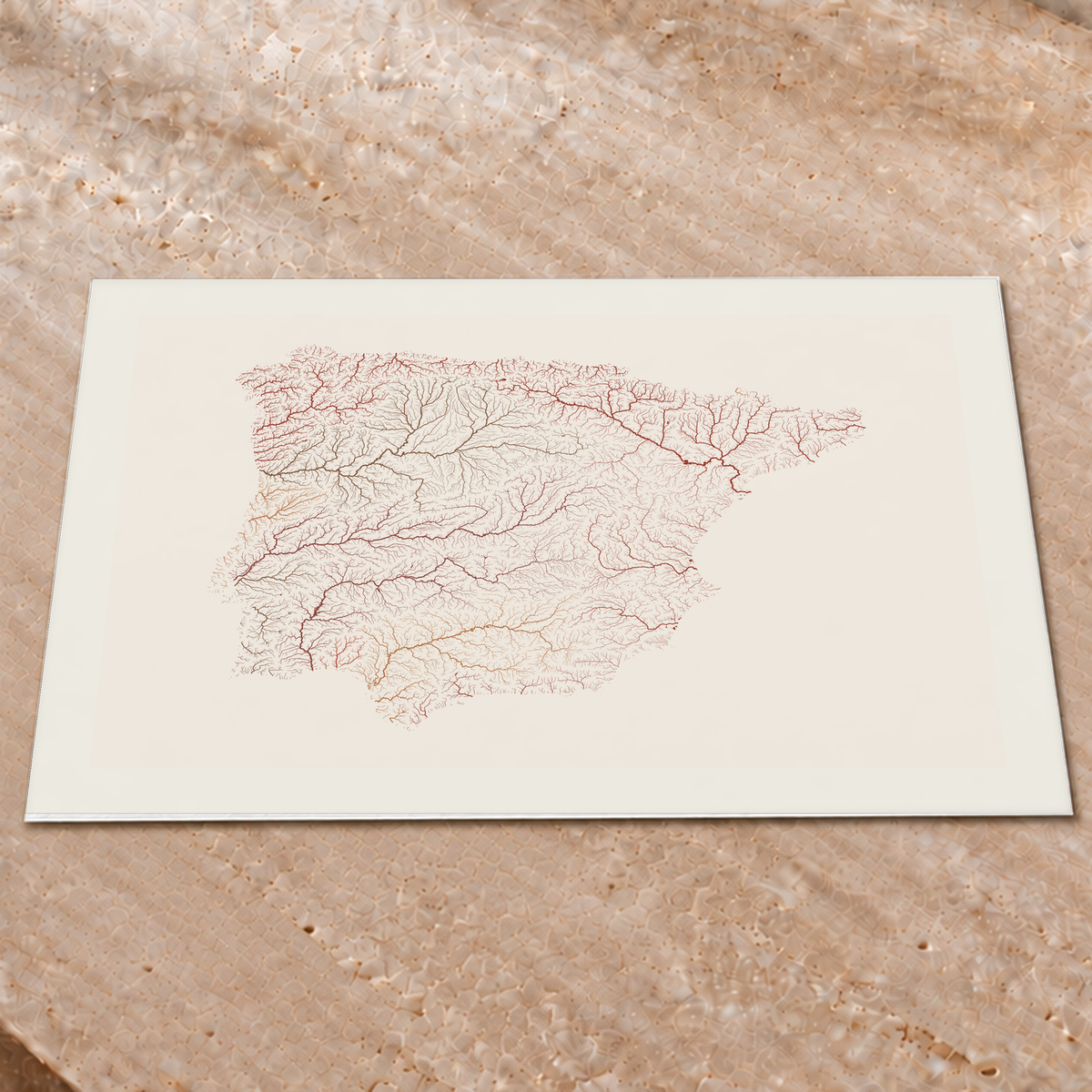 Beautiful Rivers — Península Ibérica — Terracota e areia, Impressão fine art · 60 × 80 cm, Margem branca